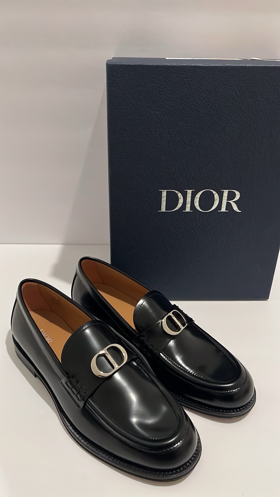 Dior Granville Loafer Black Polished Calfskin CD Buckle EU 43 US 10 New In Box