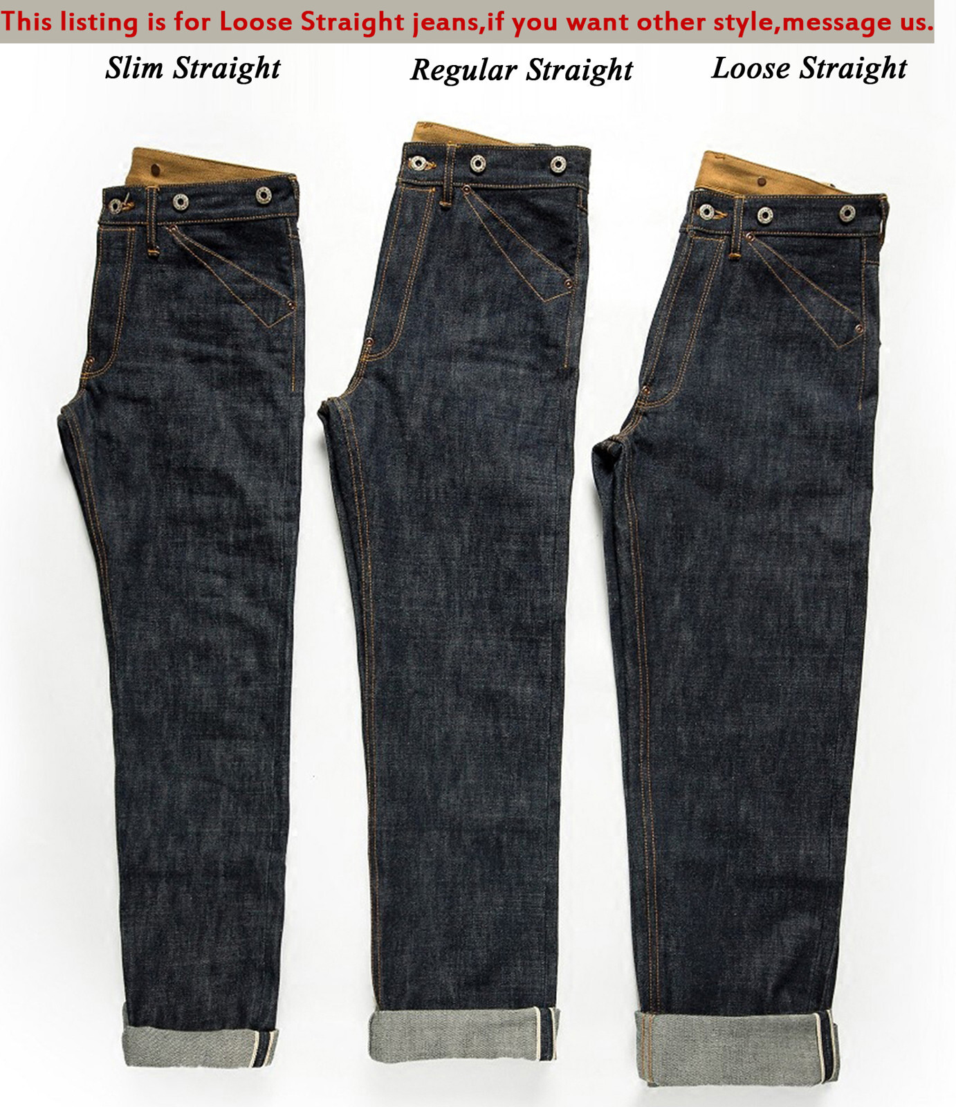 Red Tornado Vintage 16.5oz Men’s Jeans Shrink to Fit Denim Selvage Button Fly