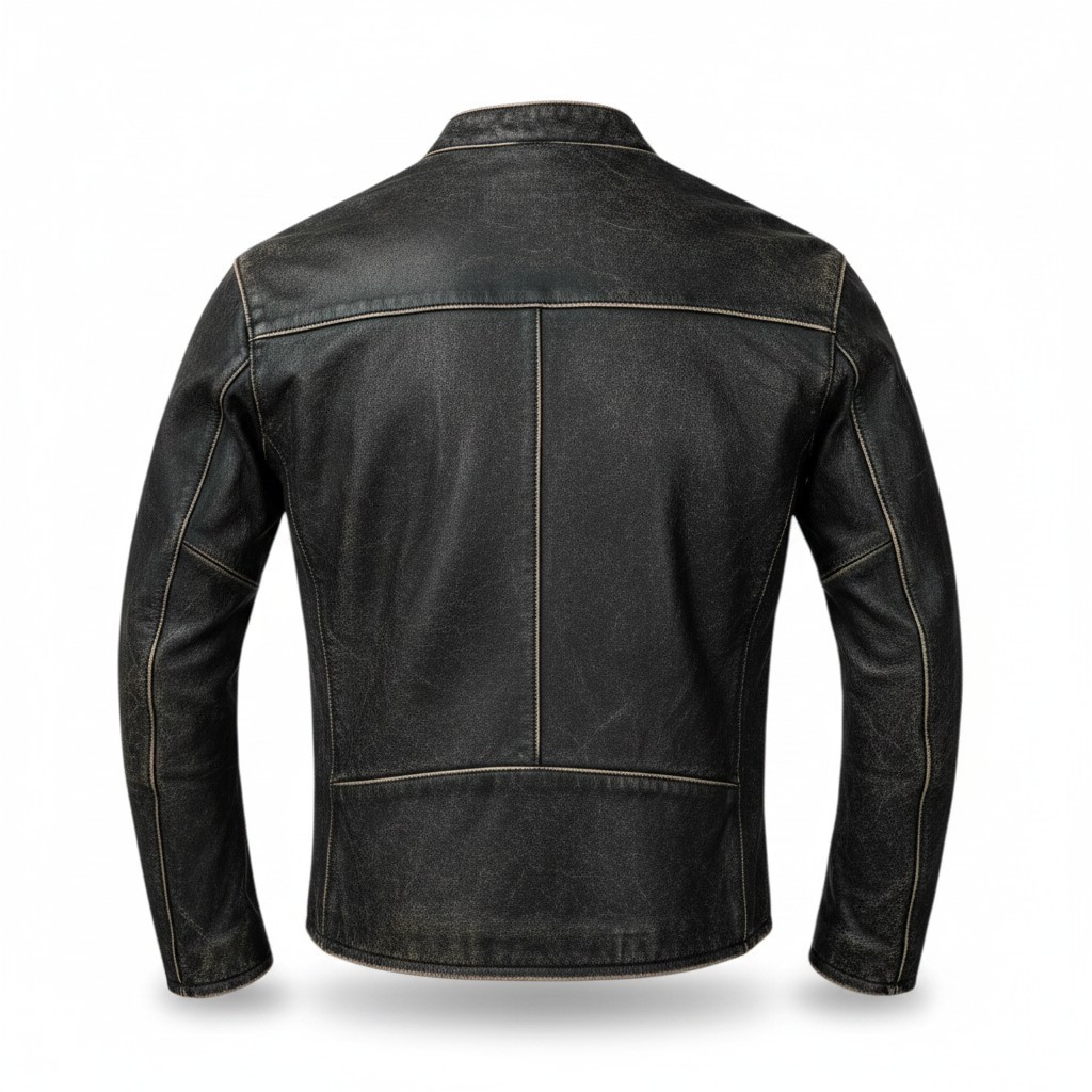 Men’s Café racer Style Biker Motorcycle Leather Jacket Genuine Soft Sheep Skin