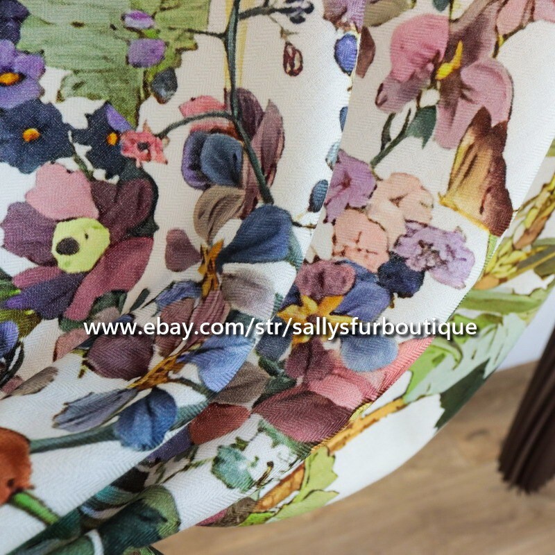 Sallys 70% Cashmere & 30% Silk Wrap Scarf Flowers Print Double Face Shawl 53″