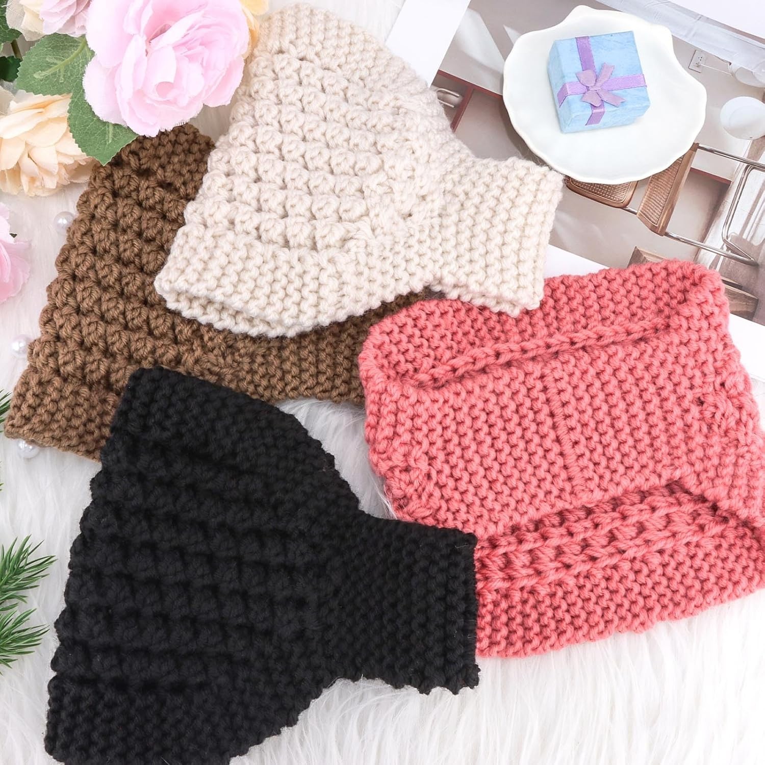 Handmade Crochet Headwrap Knit Headband Women Warmer Ear Wool Wide Turban Hairba