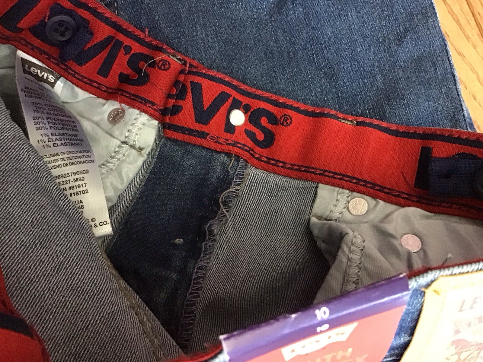 Levi’s Youth Boy Sz 10 Slim Flex Stretch Adjust Waist Straight Denim Jean (M1-12