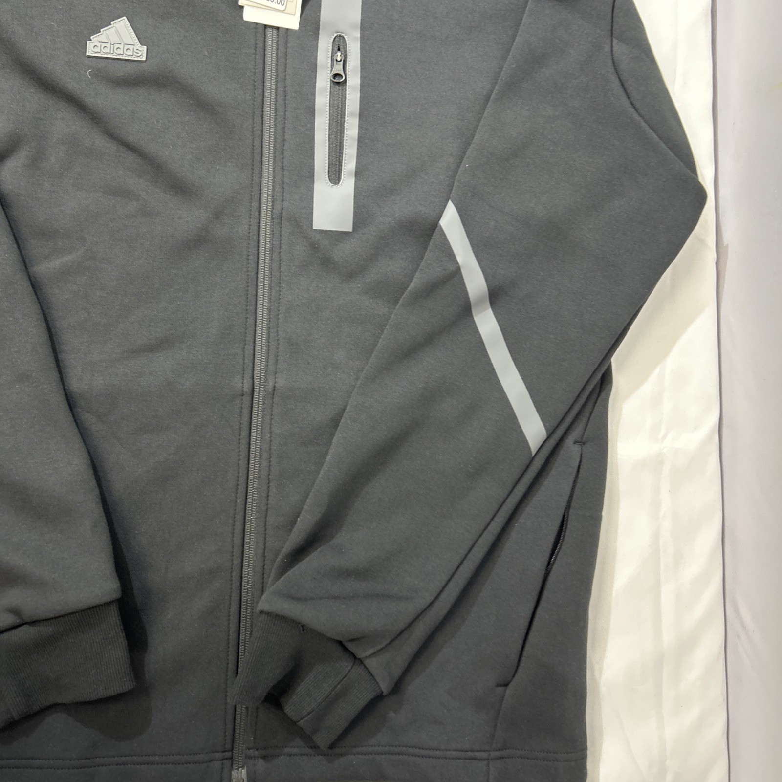 Adidas Hoodie Large Mens Black Gray Designed For Gameday Lifestyle Zip Slim Fit