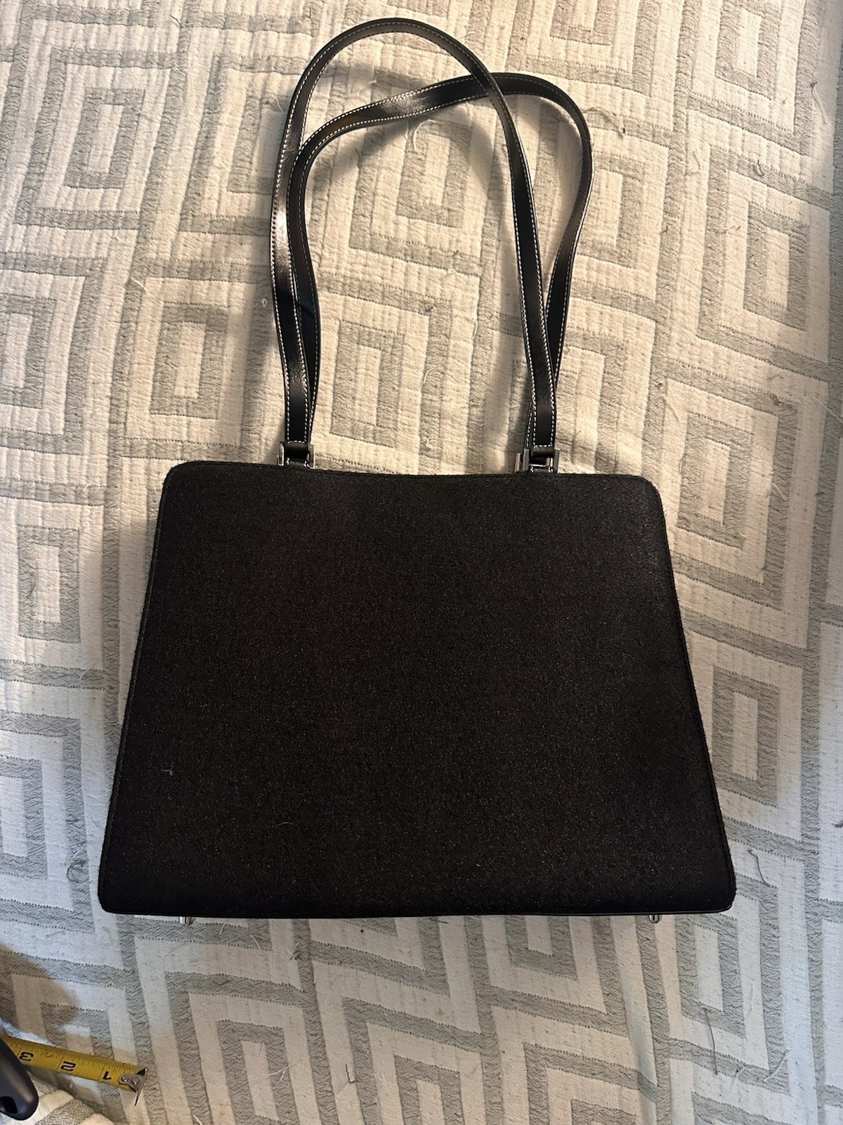 Vintage Retro Mary France Black Leopard Print Embroidered Woman Dog Hand Bag