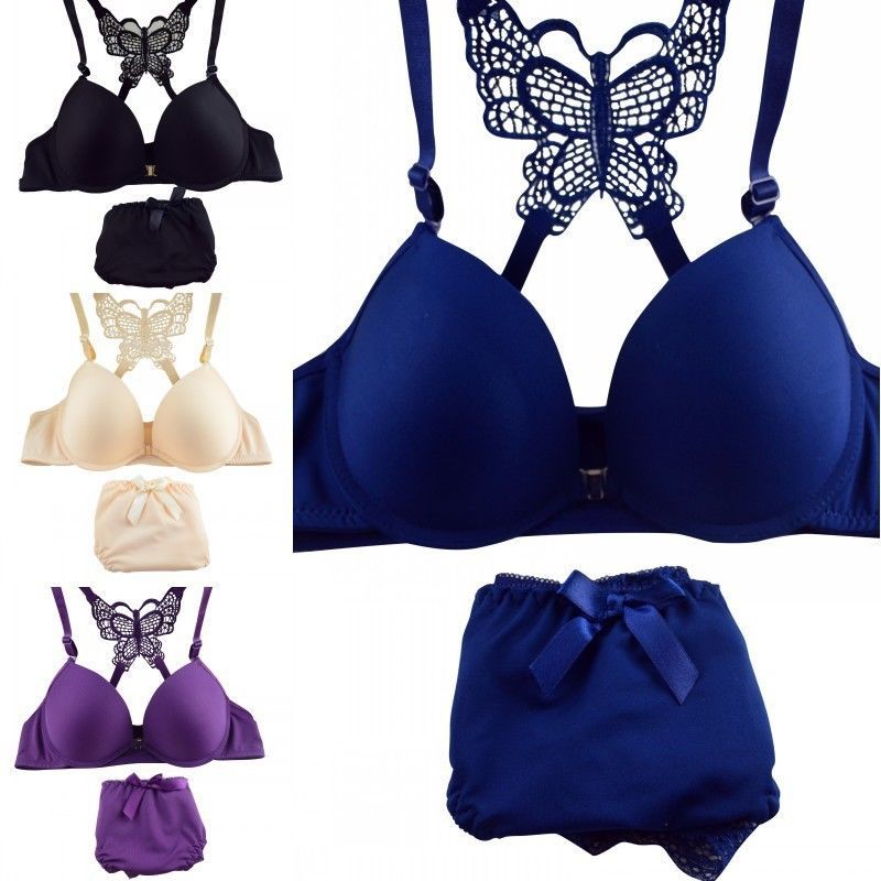 Sexy Racer Back Front Closure Bra Set Plunge Lingerie Size 32-38AB Bra + Panties