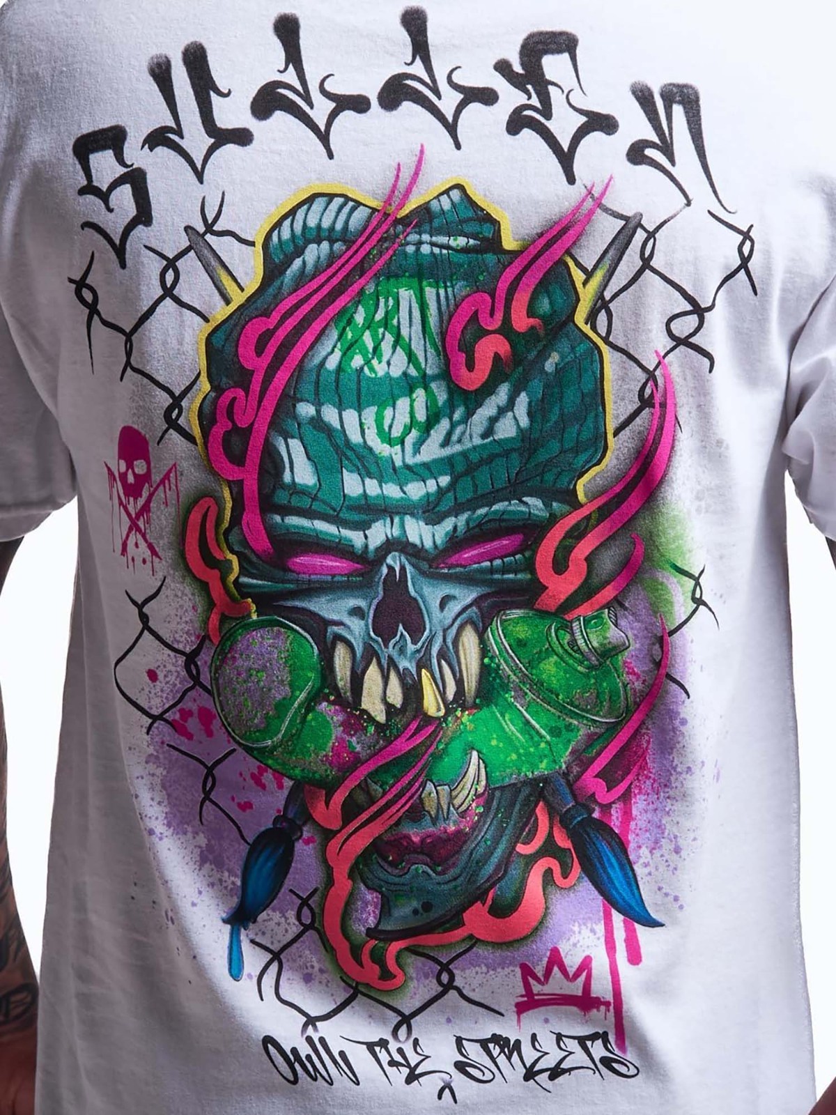 Sullen Men’s Chemical Swirl Short Sleeve Graphic T-shirt Skull Graffiti Tattoo