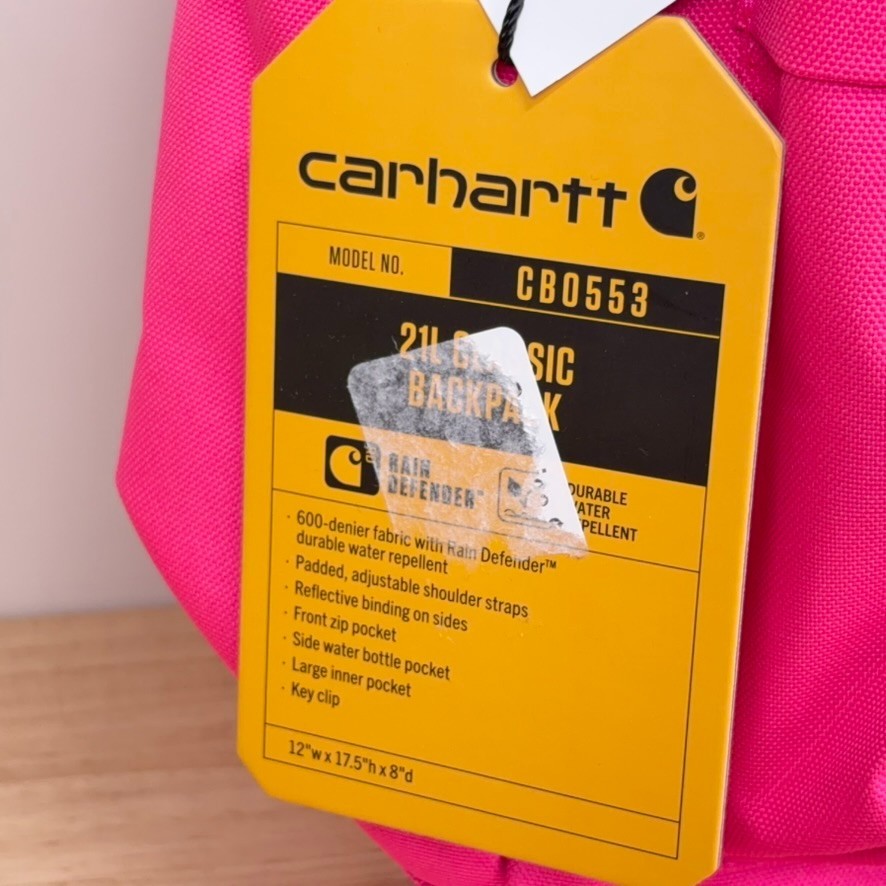 NWT Carhartt 21L Classic Laptop Water Resistant Backpack – Pink Glow