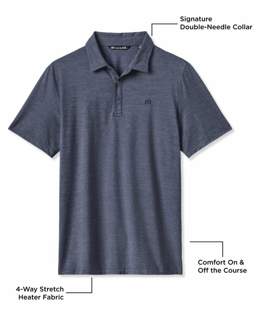 Travis Mathew Men’s The Heather Polo – Vintage Indigo/Black