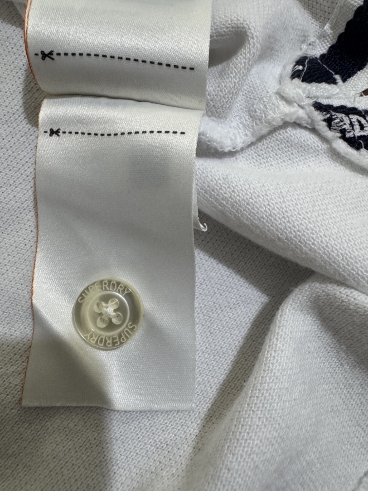 Superdry Premium Athletic Polo Shirt Men XXL Fits L/XL White Distressed Varsity