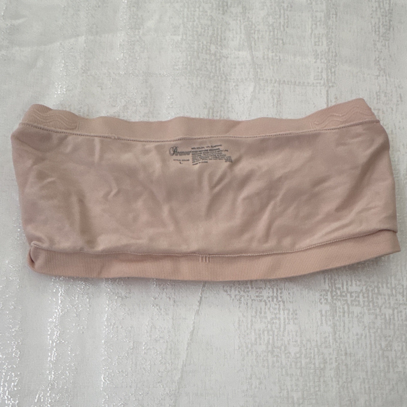 Rhonda Shear Ahh Bra Strapless Bandeau Bra Seamless Stretch Wireless L Beige