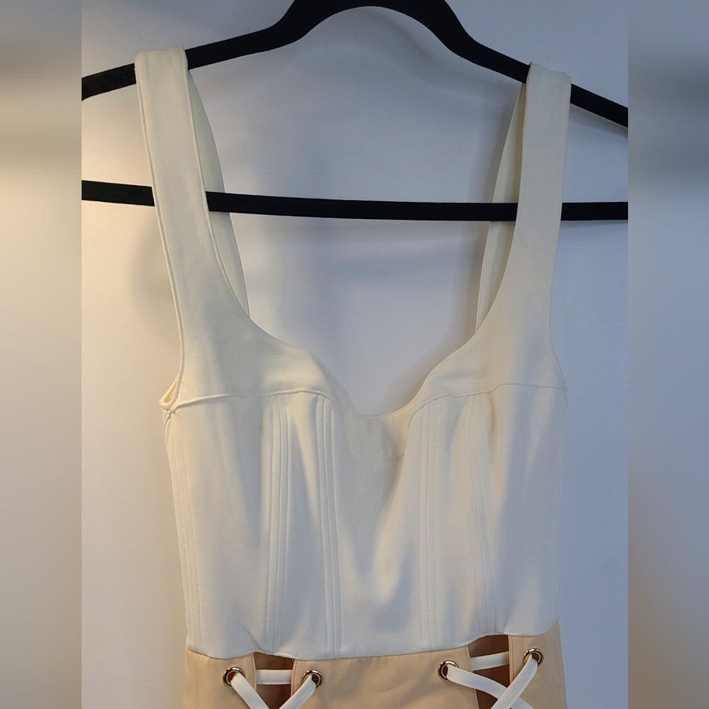 House of cb omari white and nude criss cross corset dress new size xsmall XS