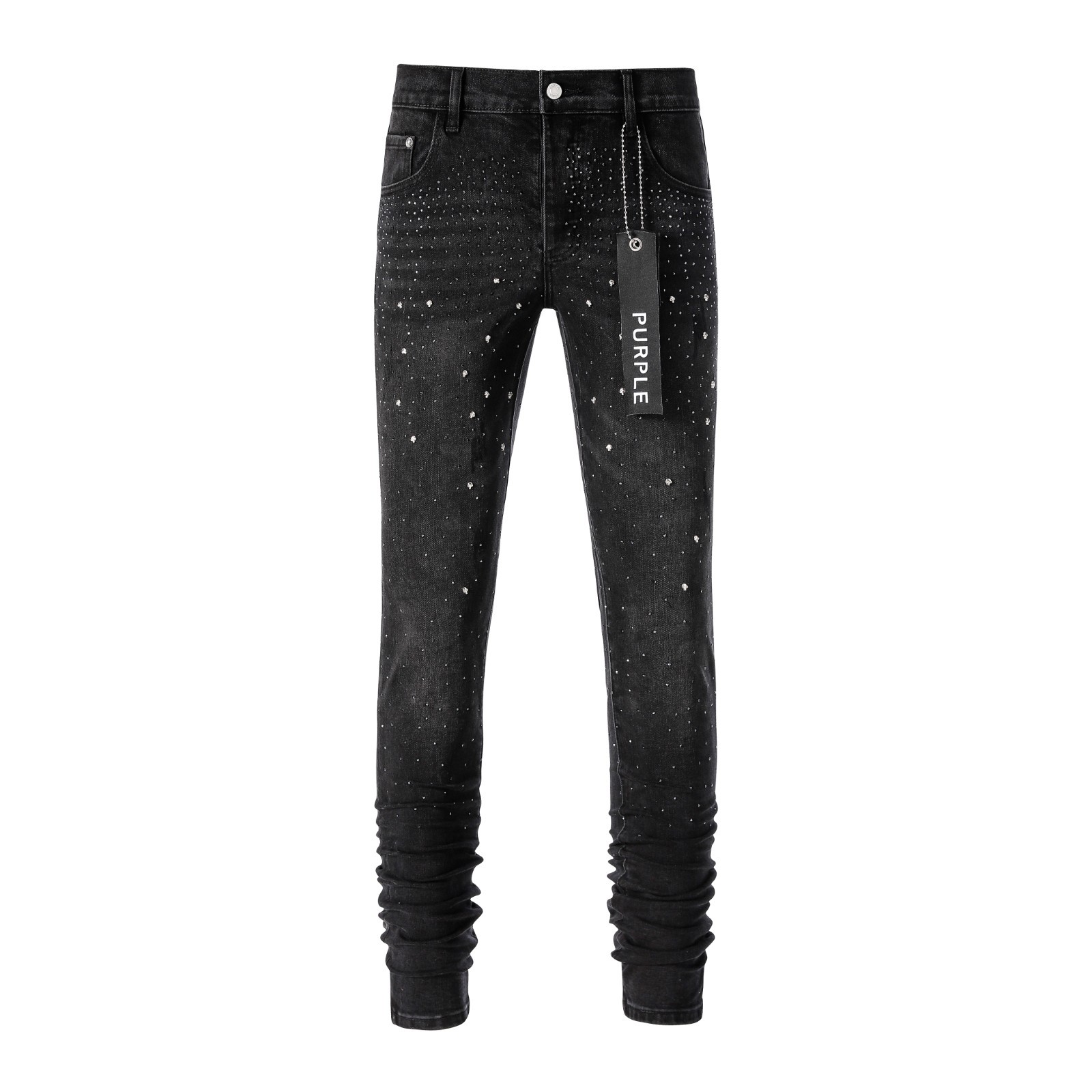 2026 New Purple brand Men’s personalized Rhinestone Leisure fashion jeans