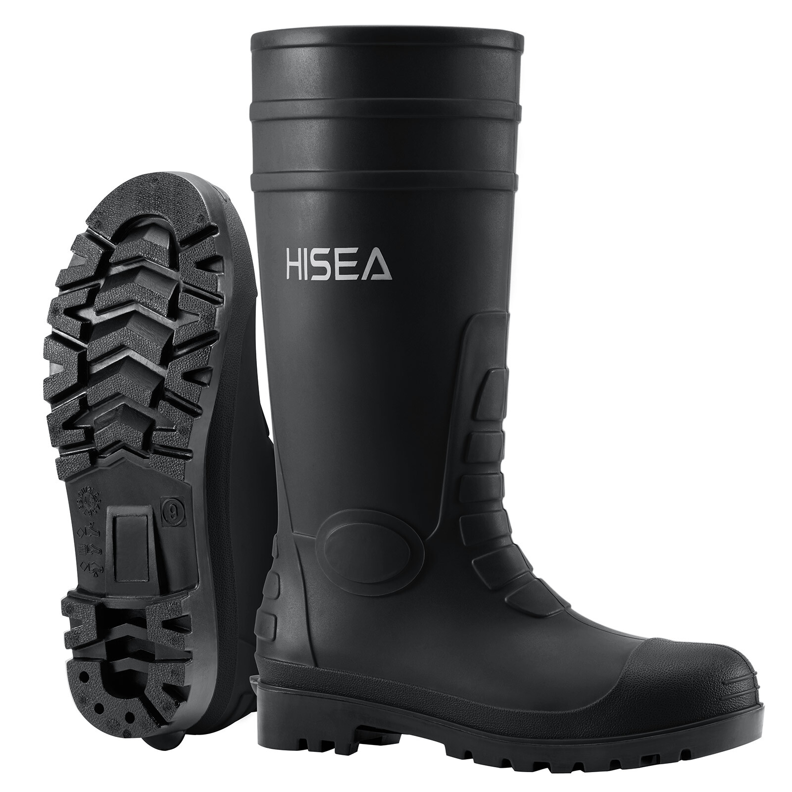 HISEA Men Rain Boots w/Steel Shank Waterproof Corrosion-Resistant Mud Work Boots