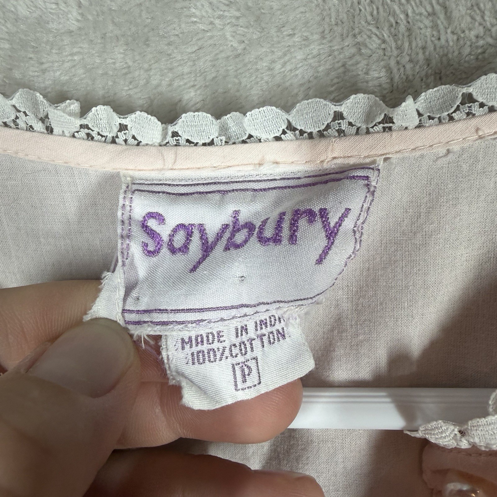 VTG Saybury Prairie Nightgown Size S Pink Cotton Victorian Cottagecore Granny