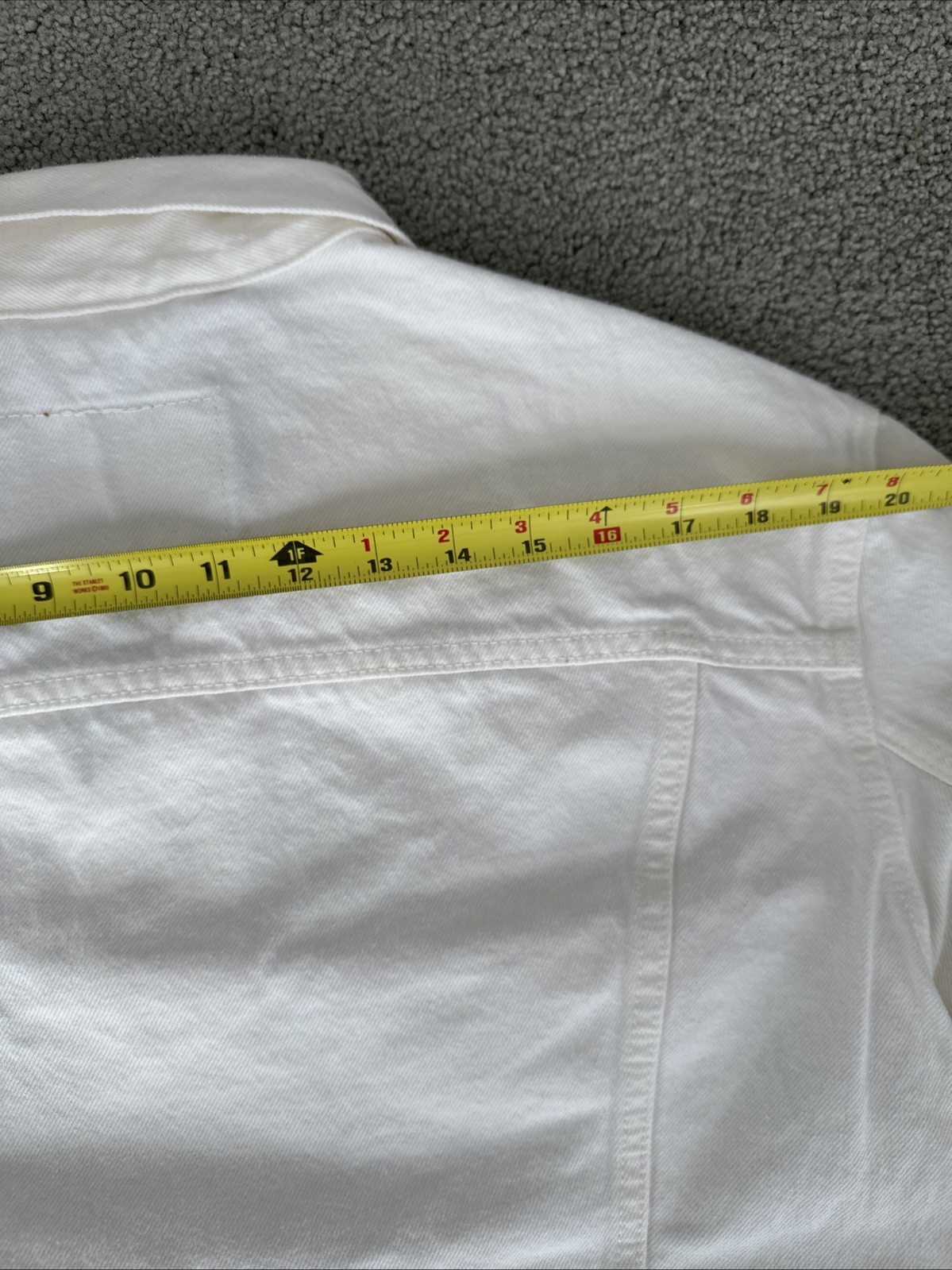 LEVI’S Men’s Large Ivory White Denim Trucker Jacket Inner Pockets