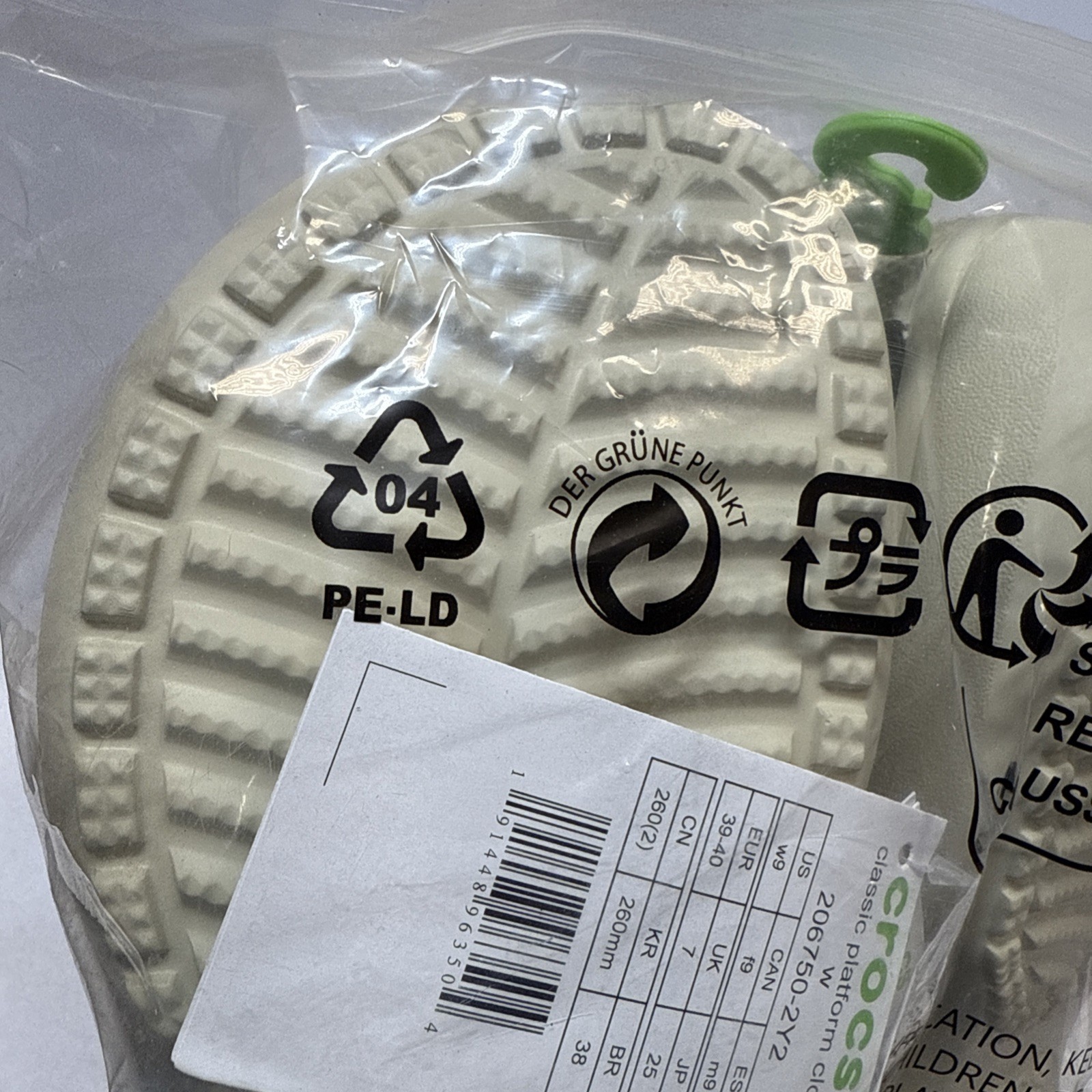 Crocs Mega Crush Clogs Platform Shoes Bone Ivory Men’s Size 7 Women Size 9