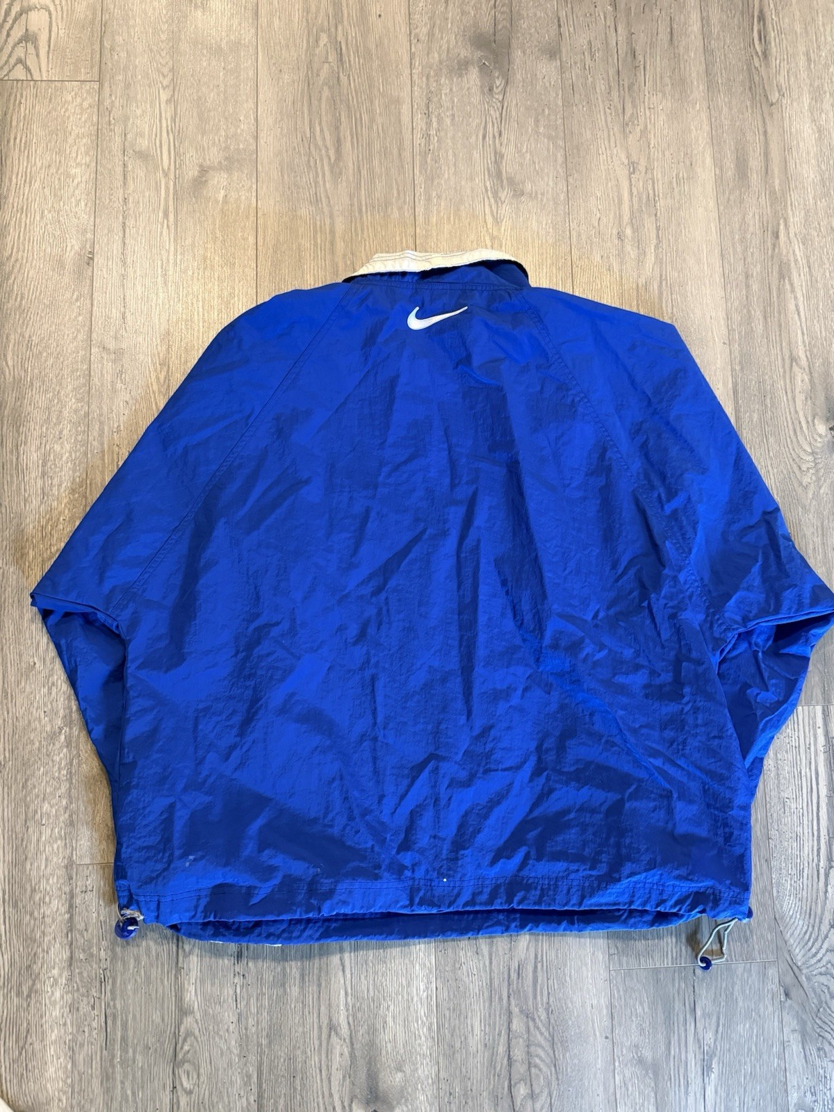 Vintage Nike Jacket Mens XL Blue White 90s Swoosh Big Logo Track Windbreaker