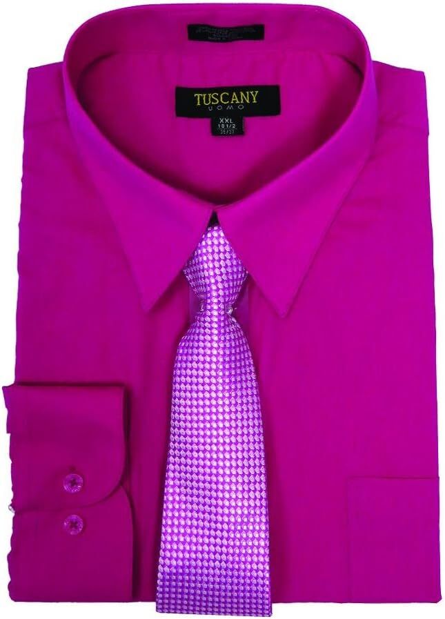 Men’s Dress Shirts With Matching (Random design) Tie Set Cotton Blend Shirt Set