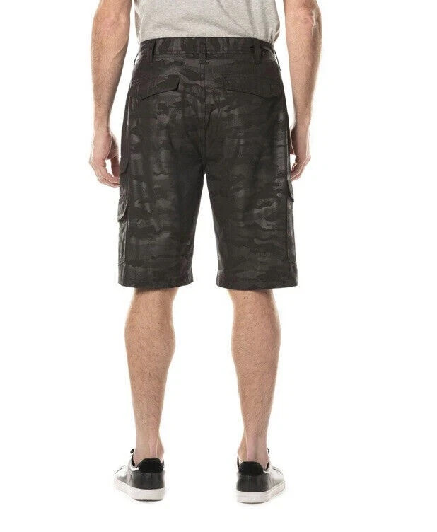 Iron Co Hybrid Cargo Shorts Mens Blackout Camo Performance Stretch Size 32