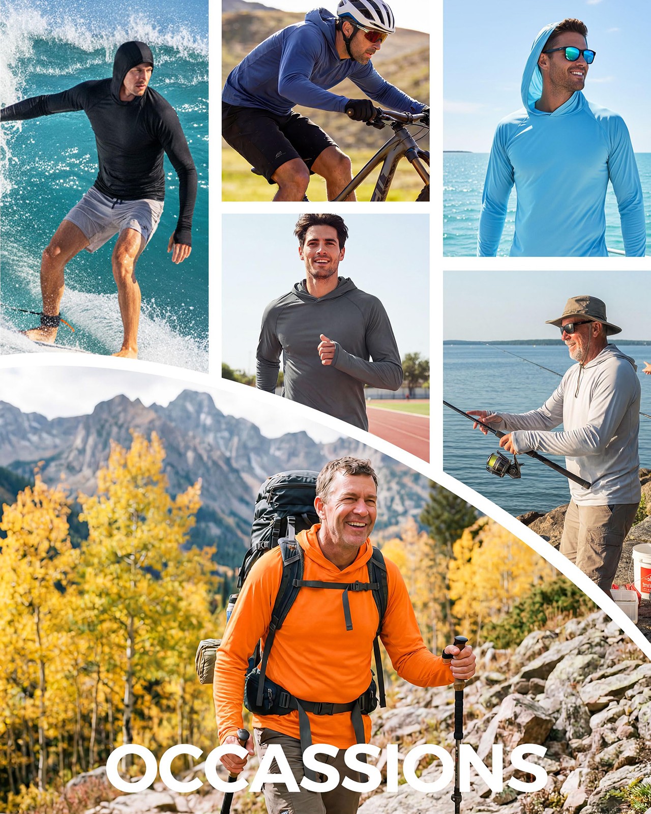 Tacvasen UPF50+ Mens Sun Skin Protection T-Shirts Outdoor Fishing Casual Hoodies
