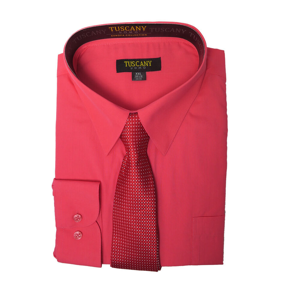 Men’s Dress Shirts With Matching (Random design) Tie Set Cotton Blend Shirt Set