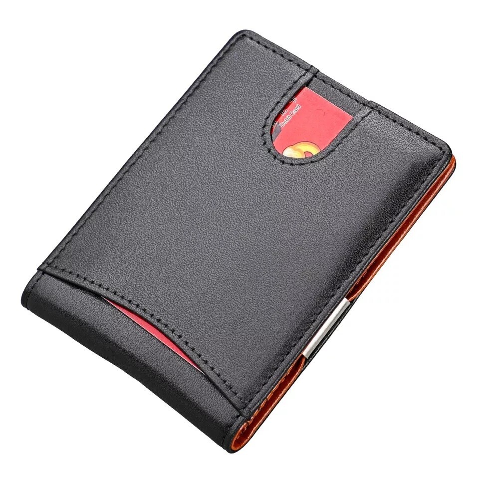 Mens Slim Wallet RFID Blocking Bifold Wallets for Men Minimalist Genuine Leather