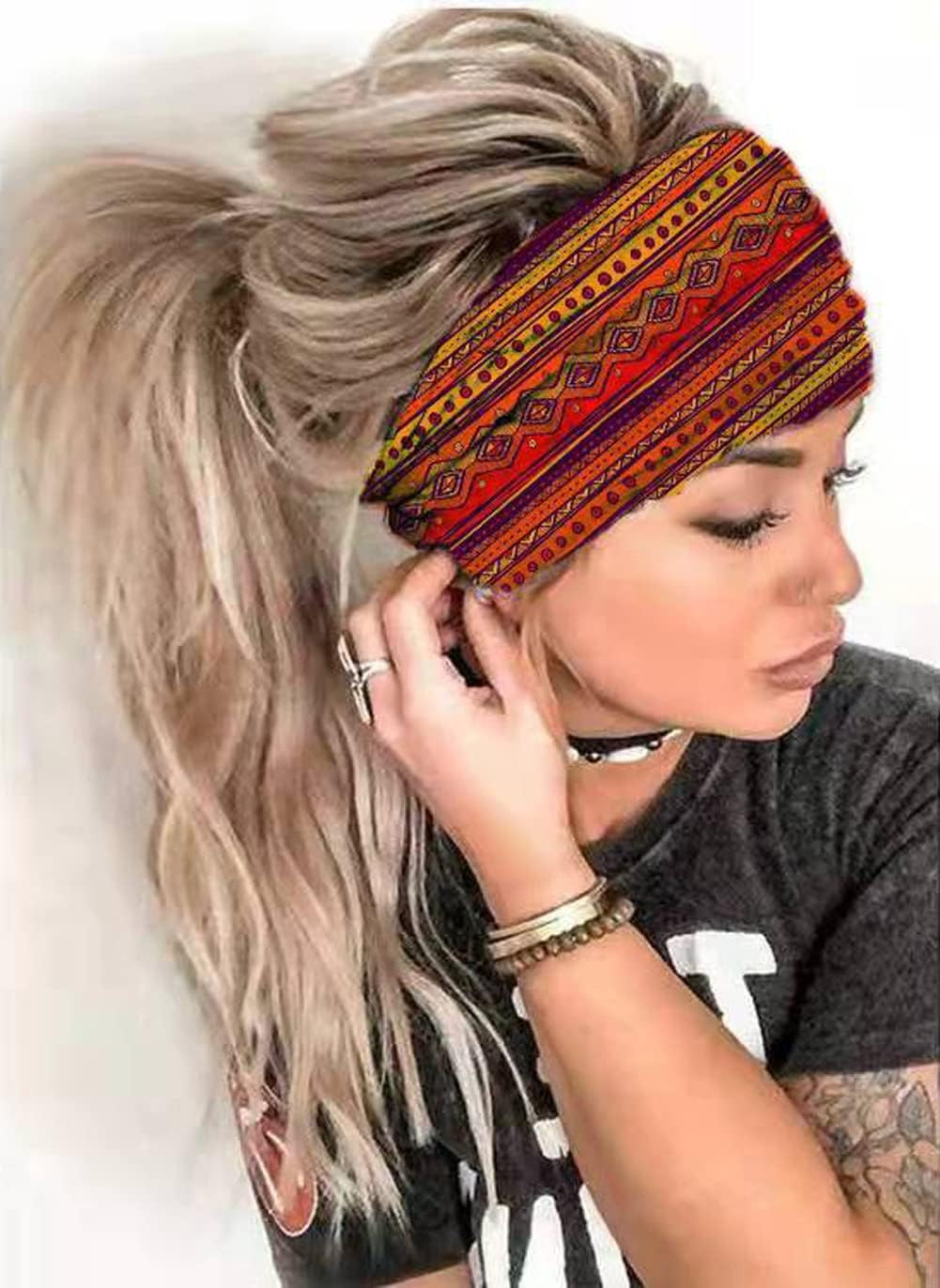 3 Pack Women Wide Elastic Head Wrap Headband Sports yoga Hair Band