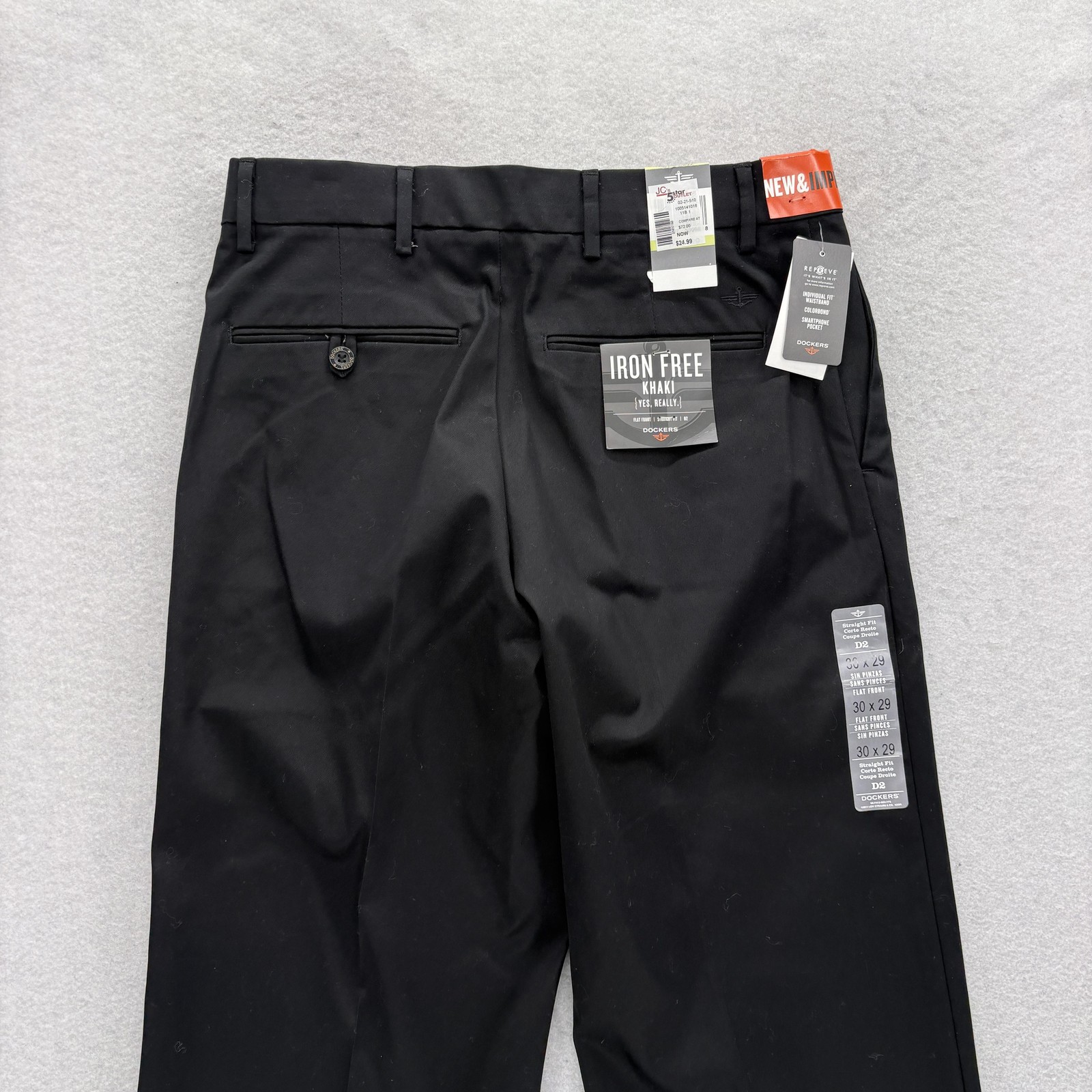 Dockers Iron Free Khaki Pants Mens 30×29 Black Straight Stretch Wrinkle Free NWT