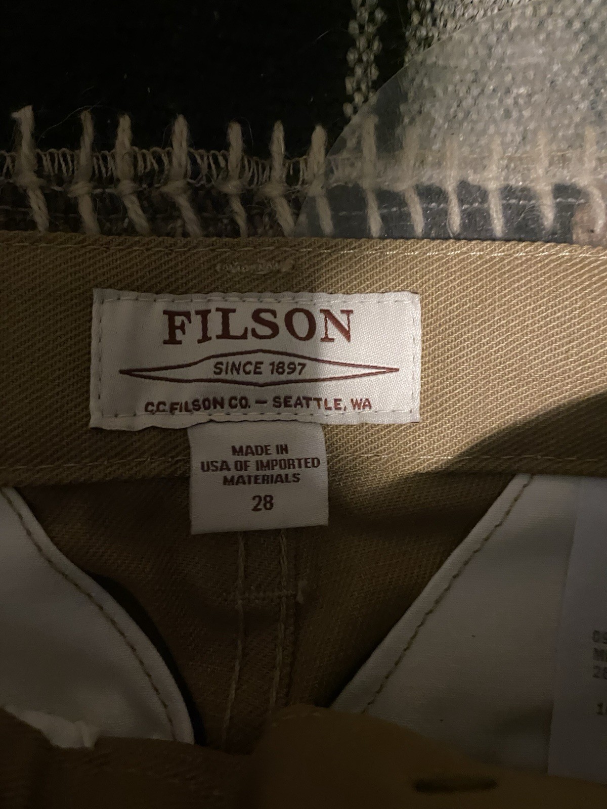 Filson Fenimore Twill Pant SIZE 28 MADE IN USA 11010726 Warm Tan Khaki Hemmed