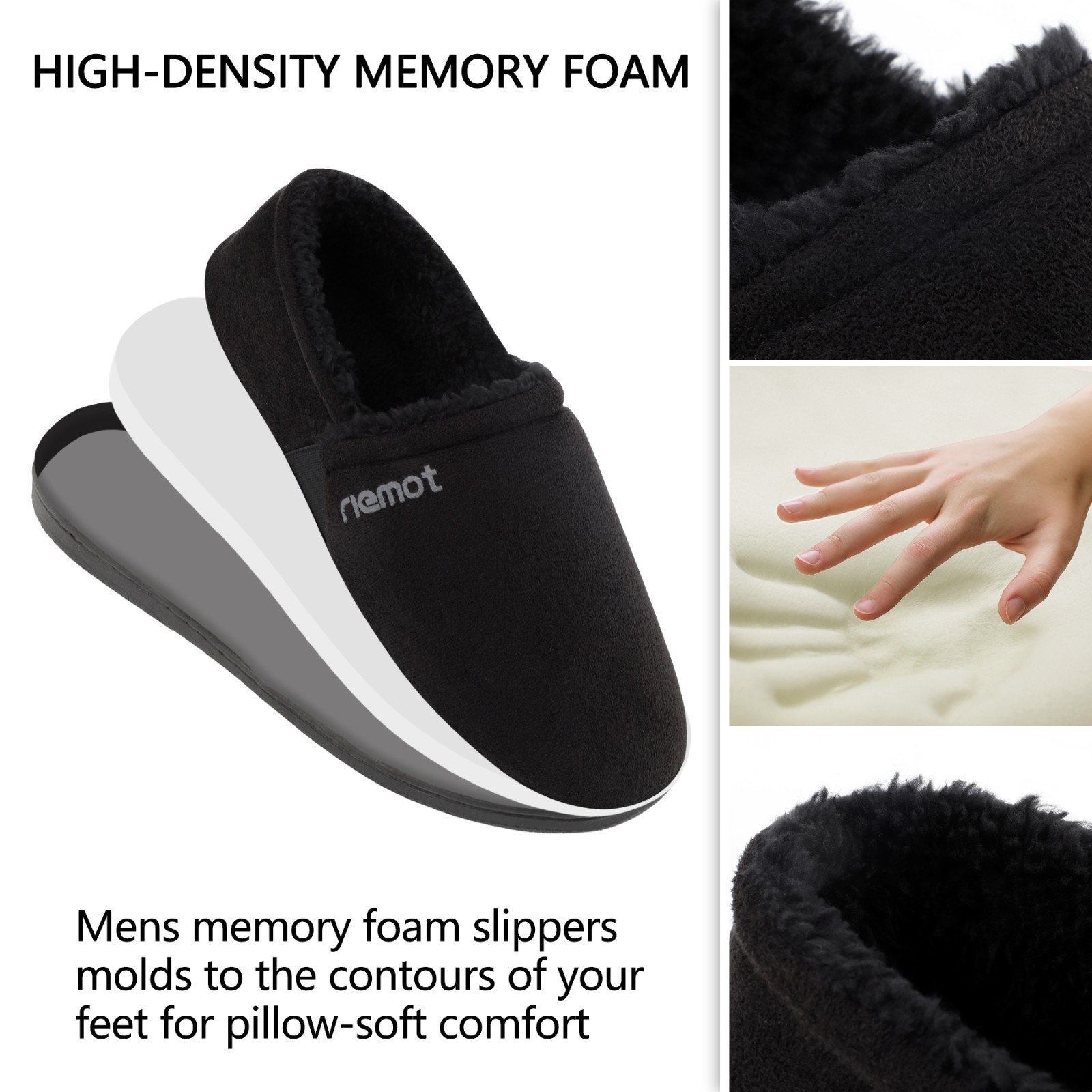 riemot Mens Moccasin Slippers Winter Soft Memory Foam House Shoes Warm Slip on