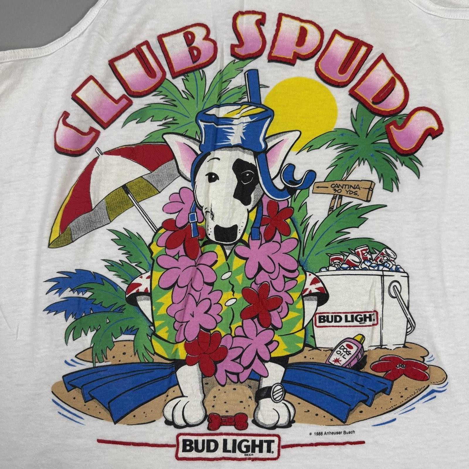 1980s Club Spuds Mackenzie Bud Light Promo Tank w/ Dog on a vacation