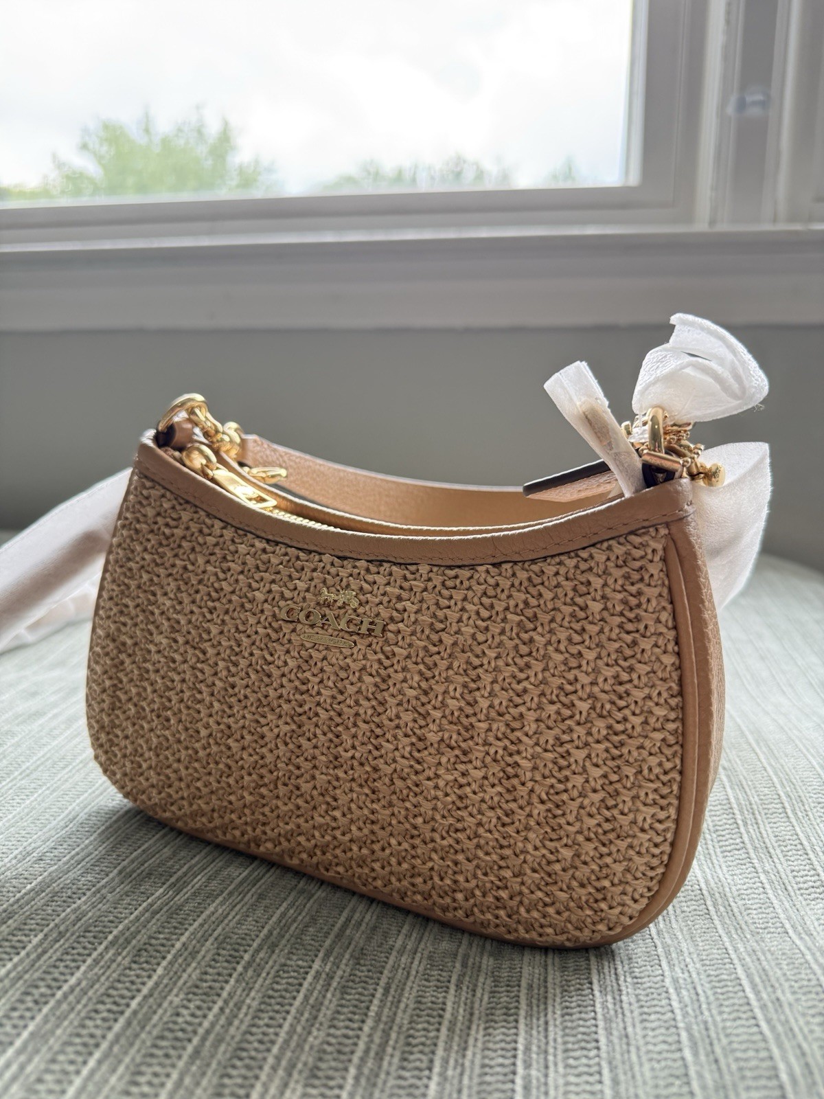 Coach Teri Mini Crossbody Bag in IM/Toast | Coach Straw Bag