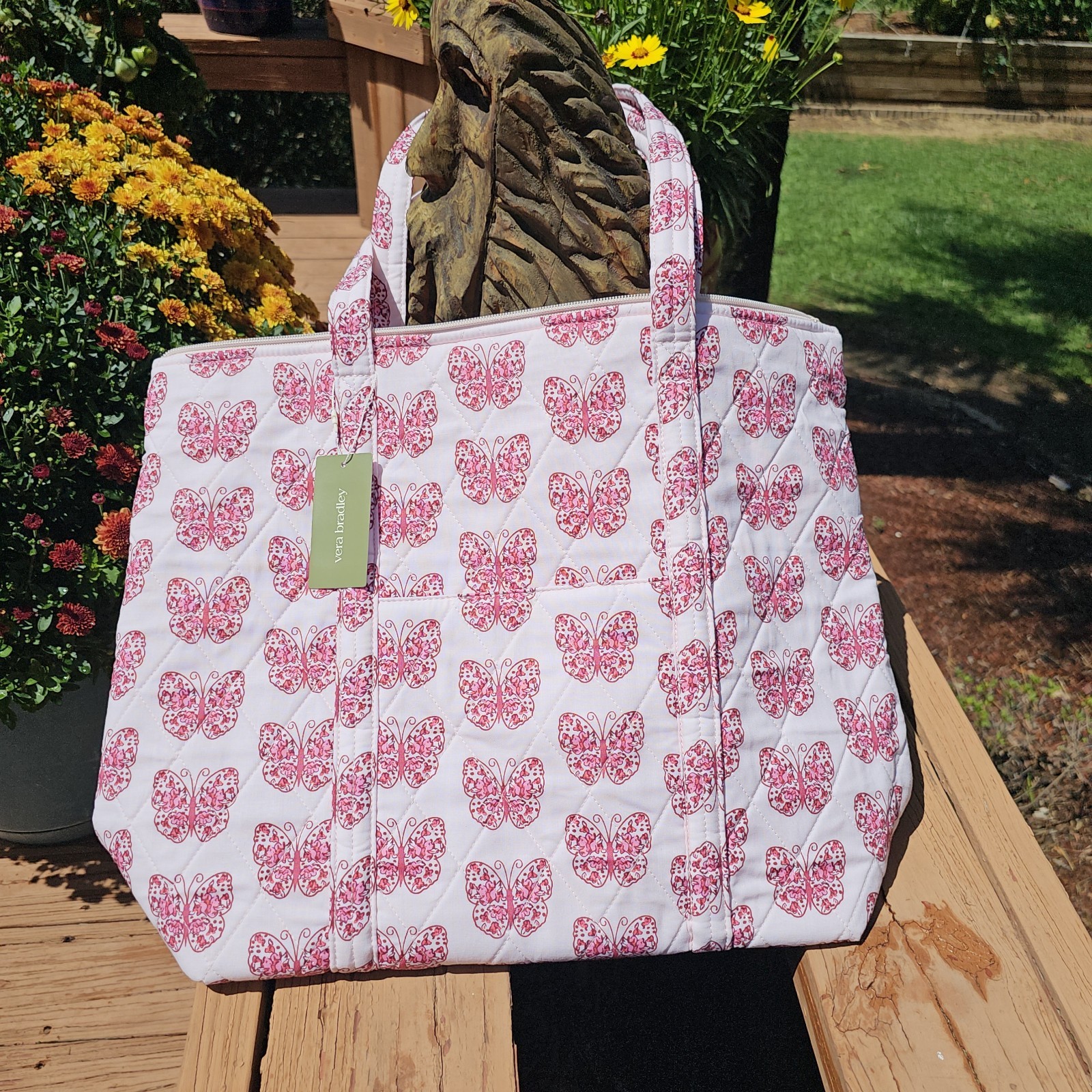 Vera Bradley- Lge North/South Tote Bag- Butterfly Blooms Crystal Pink- NWT- $159