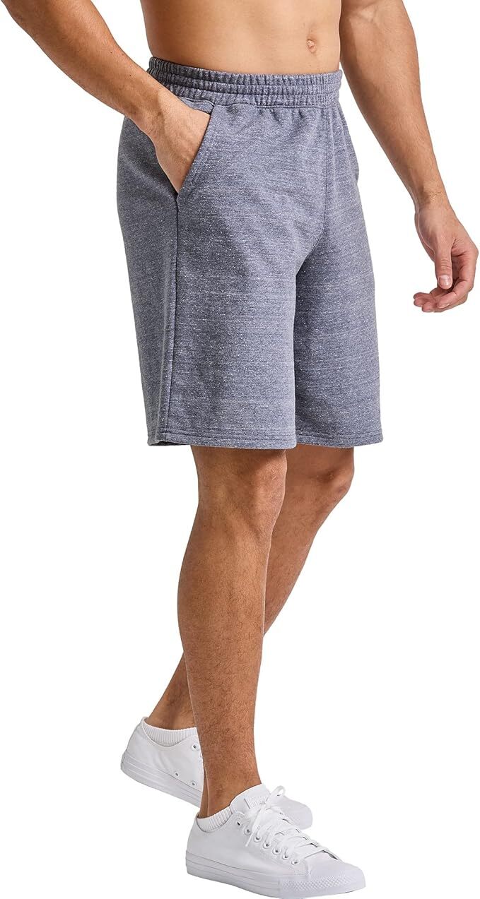 Hanes Mens Sweat Shorts Tri-Blend French Terry Pockets Elastic Waist 9 in Inseam