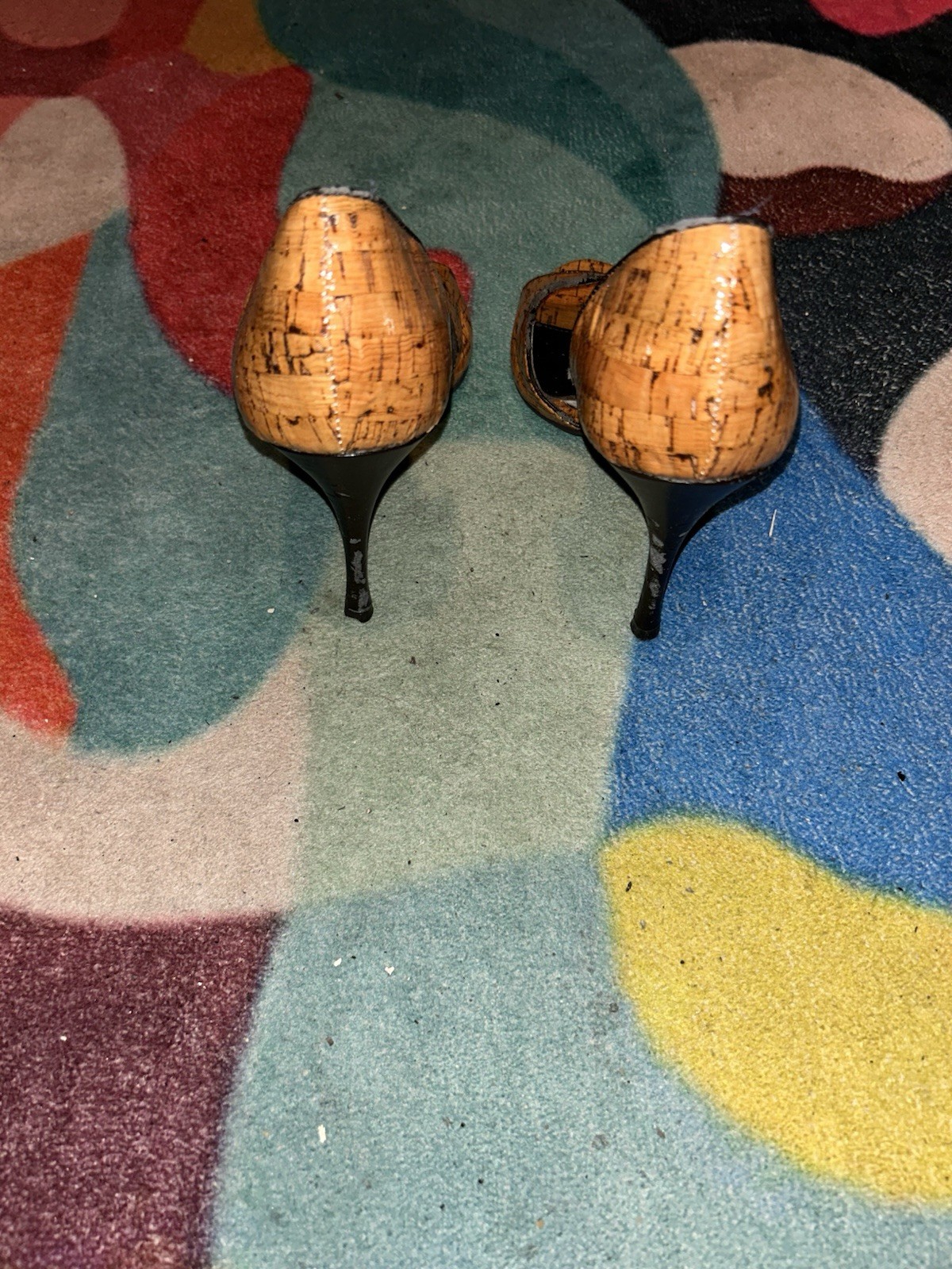 Chadwicks Tan Black D’Orsay Peep Toe Solid Stiletto Slip On Synthetic Heels