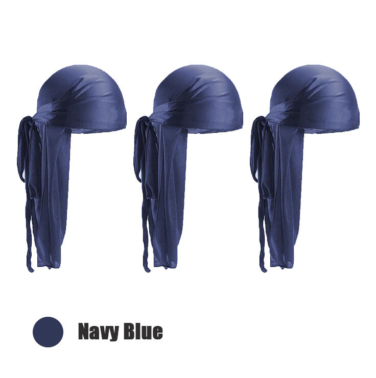 3 Pack Silky Satin Durag Unisex Wave Cap Hat Doo Rag Biker Smooth Head Wrap