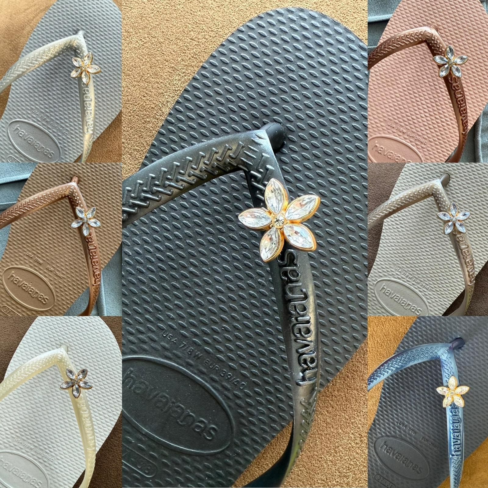 Original Havaianas Flip Flops Women Slim with Flowers and Personalized Charm