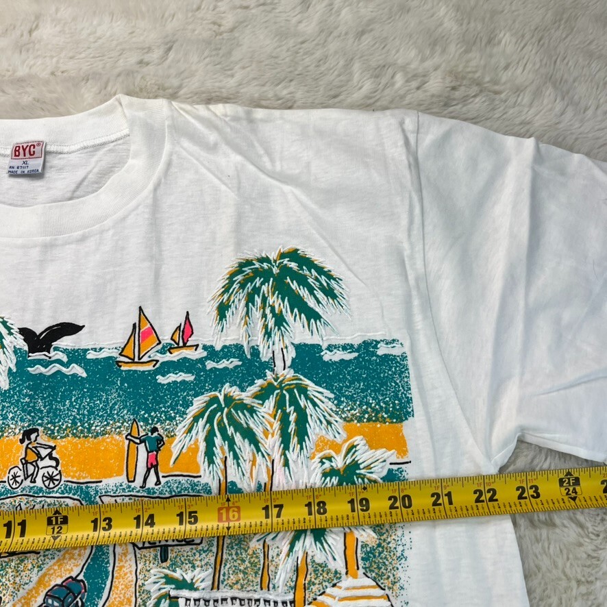 Vintage J. Screen Printers 1992 Mens XL White Venice Malibu California T-Shirt