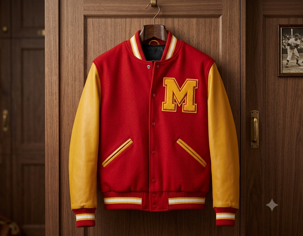 New Michael Jackson MJ Thriller Red & Yellow Varsity Letterman Bomber jacket