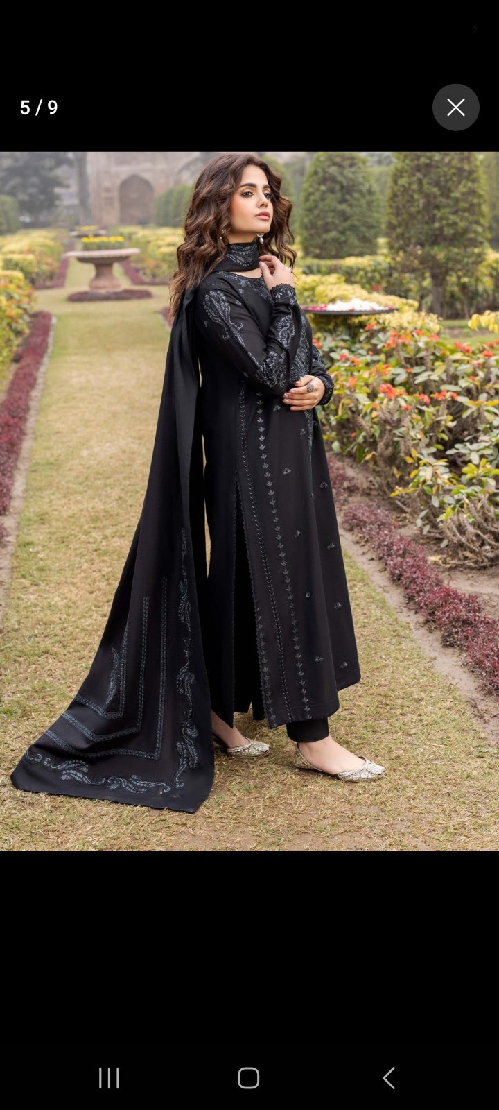 Zarqun 2588-C Black Khaddar Kurtas/Kurti Set for Women S, Kurta Trouser Dupatta