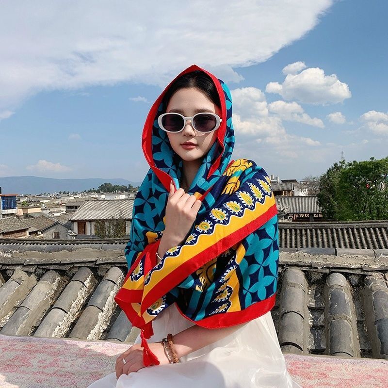Ethnic Style Scarf Shawl Long Wrap Sunscreen Beach Travel Veil for Women
