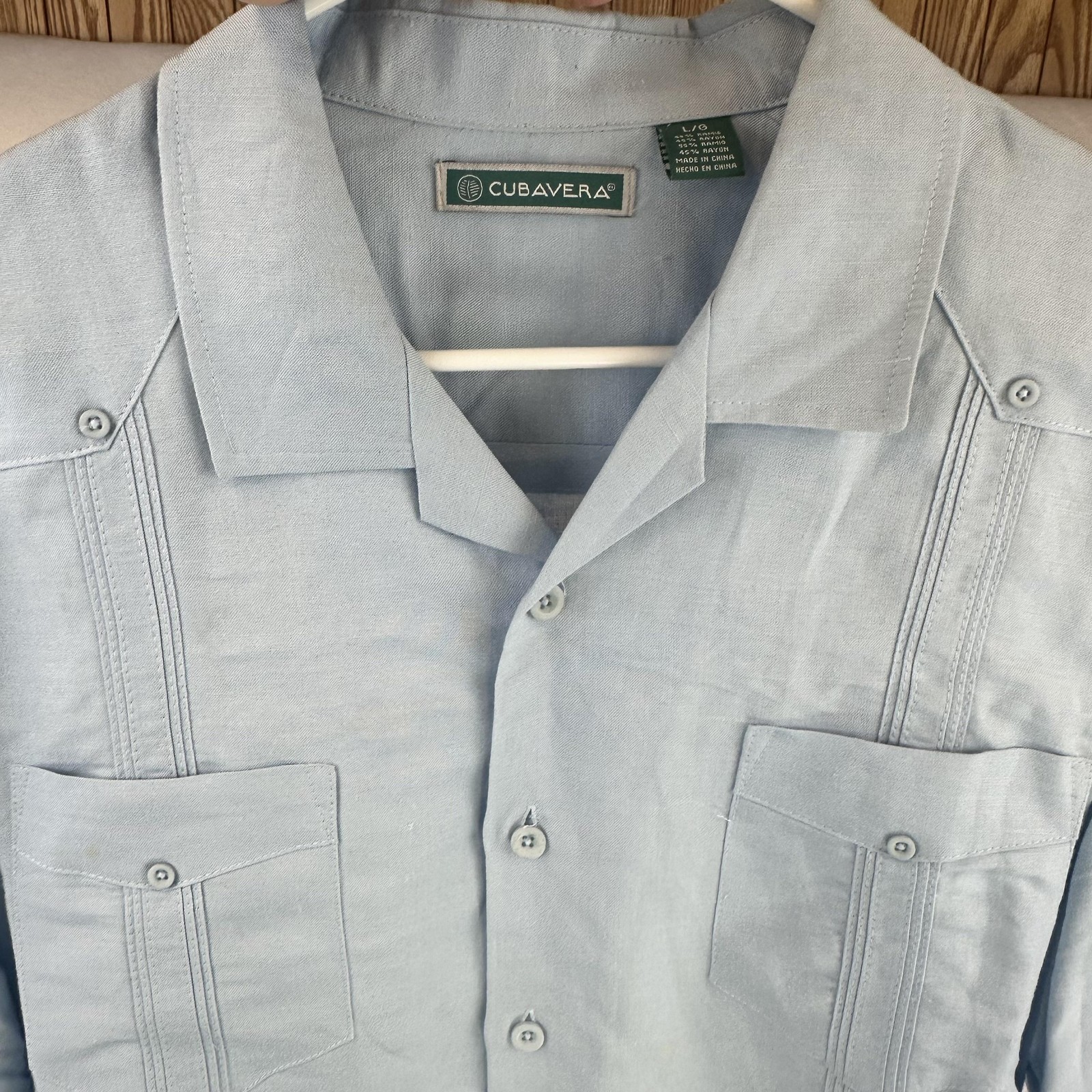 Cubavera Shirt Mens Large Short Sleeve Button Up Guayabera Four Pocket Summer