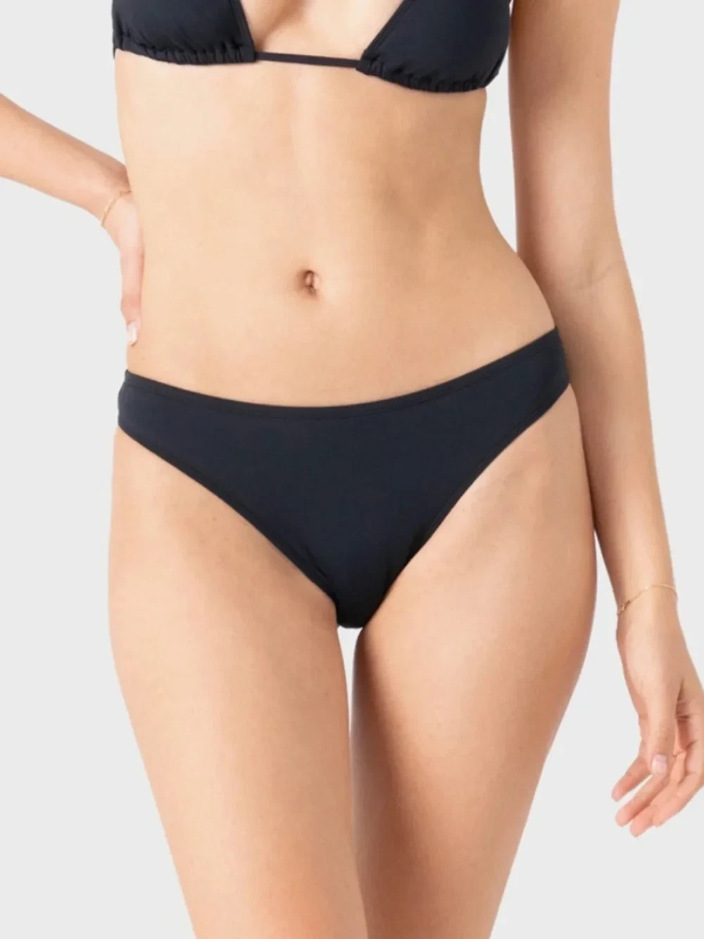 ROXY Solid Beach Classics Moderate Bikini Bottoms Swimwear Women’s Size XS Black