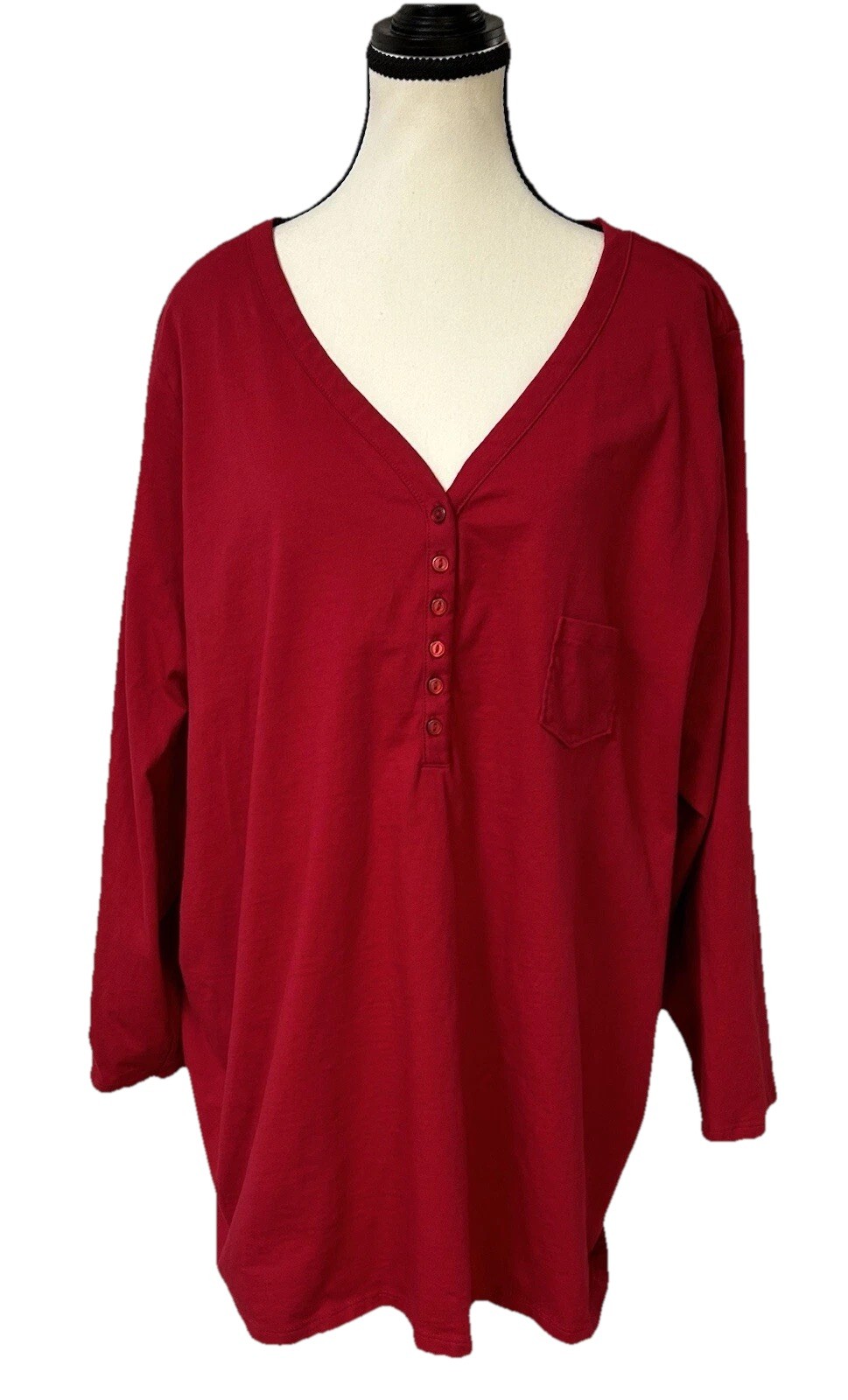 Roman’s Women’s Plus Size 3XL Red Shirt Top All Cotton B56