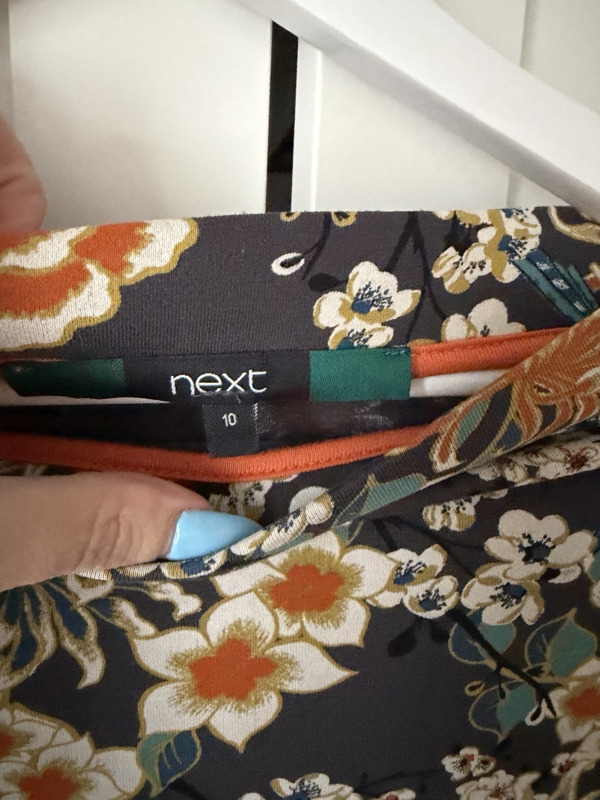 Next Size 10 Charcoal Grey Orange Floral Knee Length Skirts Elasticated Waist