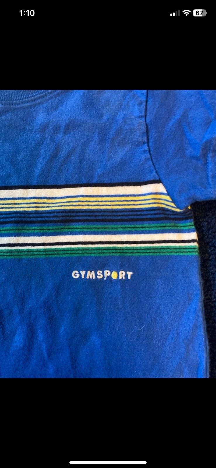 Vintage Gymboree Gym Sport Baby One-Piece Romper 6-12M Blue Striped Cotton Snap