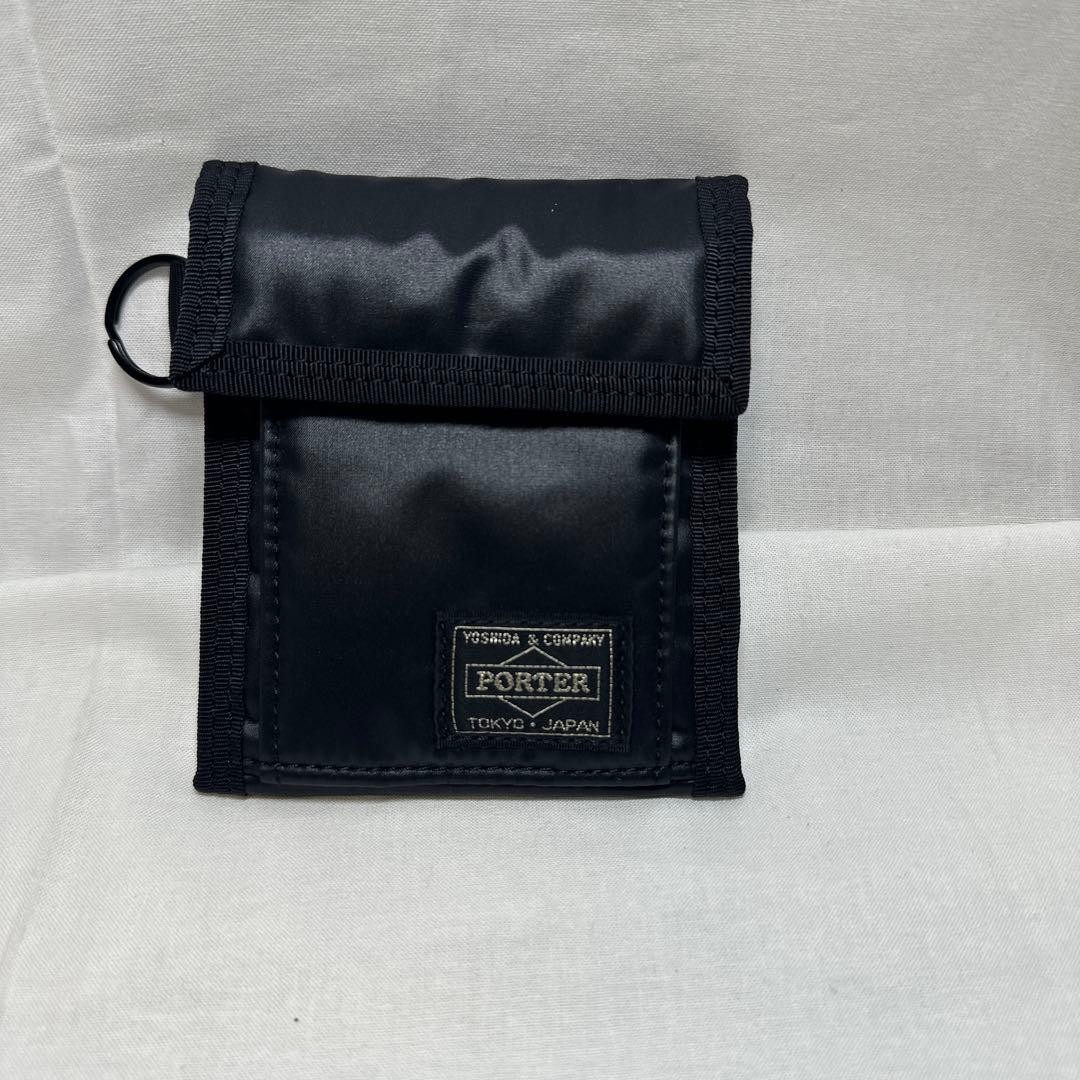 Porter Capsule Wallet Black Nylon Compact Coin Money Card Holder Used