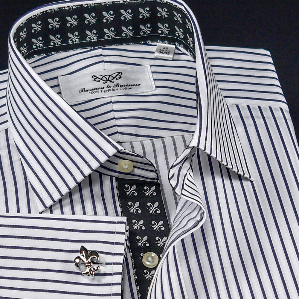 Black Stripe Formal Business With Black Fleur-de-lis Inner Lining Professional