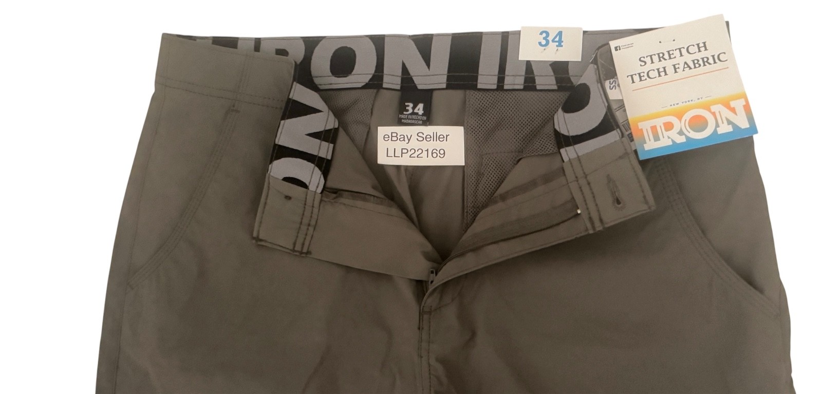 IRON CO Men’s Stretch Nylon Tech Fabric Shorts SIZE 34 Flex Waist TURTLE GREEN