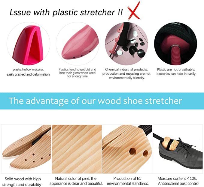 One Pair 2-way Wooden Adjustable Shoe Stretcher for Men Women Size 9-13 US New
